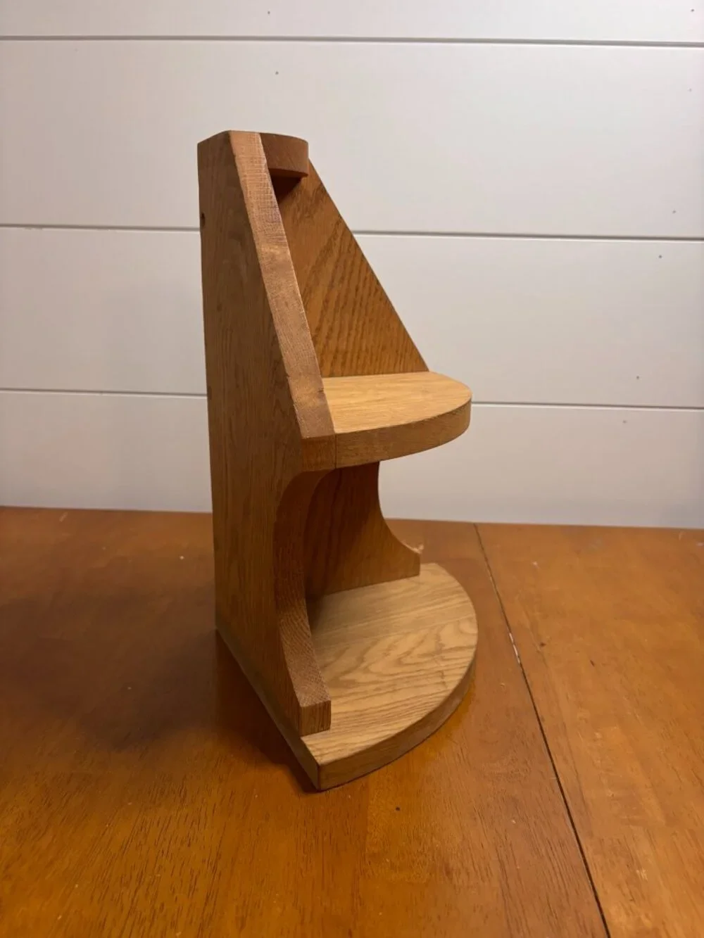 VTG Solid Oak Corner Wall Shelf Rustic 2 Tier Display Knick Knack Shelving